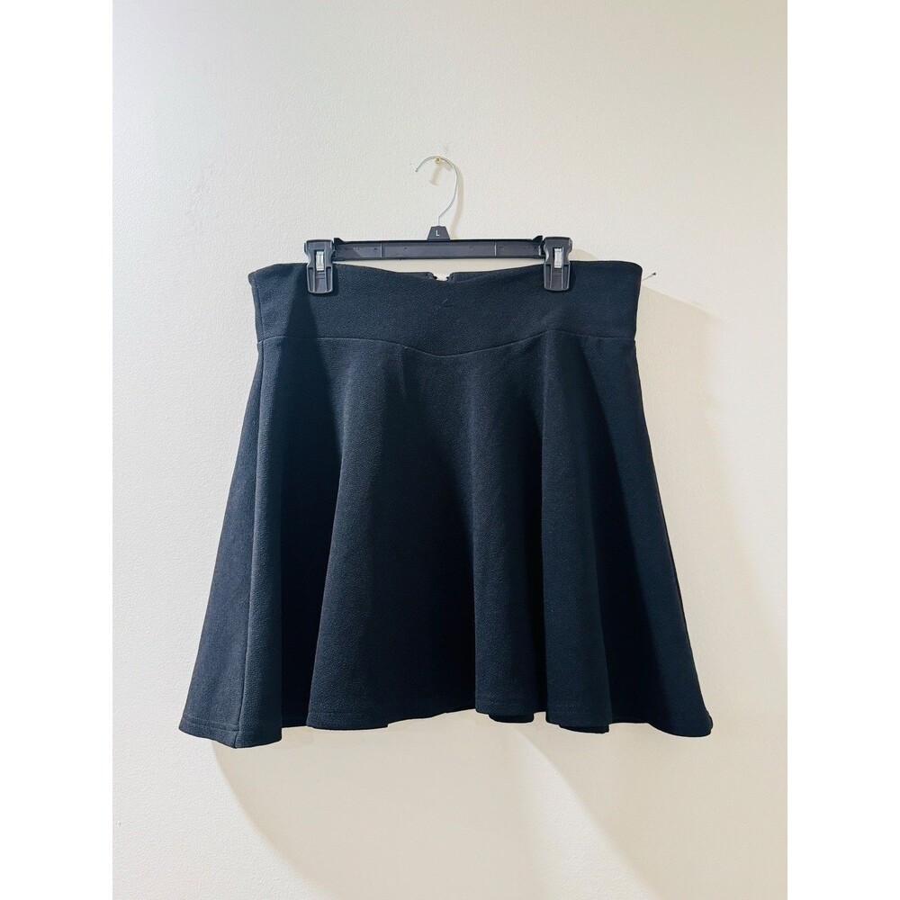 Shein Black Skater Skirt Women's Plus Size XL 12 18 High Waist Flared Zip